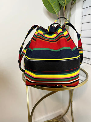 Stripped Bucket Drawstring  canvas bag