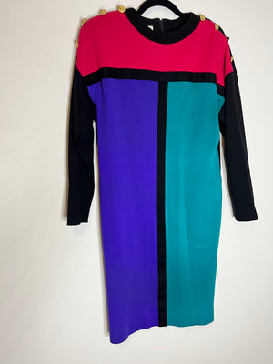 Shoulder Detail Colorblock Dress